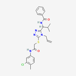 molecular formula C25H28ClN5O2S B4109969 N-{1-[5-({2-[(3-chloro-4-methylphenyl)amino]-2-oxoethyl}sulfanyl)-4-(prop-2-en-1-yl)-4H-1,2,4-triazol-3-yl]-2-methylpropyl}benzamide 