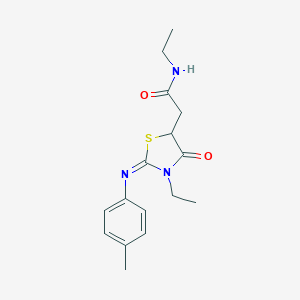 molecular formula C16H21N3O2S B411014 N-Ethyl-2-(3-ethyl-4-oxo-2-p-tolylimino-thiazolidin-5-yl)-acetamide 