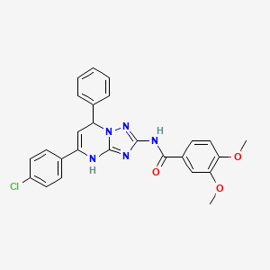 molecular formula C26H22ClN5O3 B4110145 N-[5-(4-Chlorophenyl)-7-phenyl-4H,7H-[1,2,4]triazolo[1,5-A]pyrimidin-2-YL]-3,4-dimethoxybenzamide 