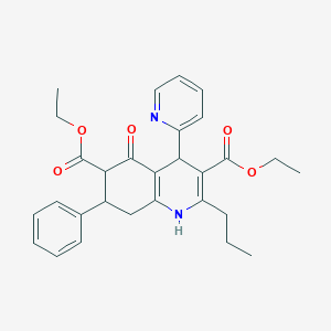 molecular formula C29H32N2O5 B4110168 diethyl 5-oxo-7-phenyl-2-propyl-4-pyridin-2-yl-4,6,7,8-tetrahydro-1H-quinoline-3,6-dicarboxylate 