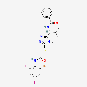 molecular formula C22H22BrF2N5O2S B4110172 N-{1-[5-({2-[(2-bromo-4,6-difluorophenyl)amino]-2-oxoethyl}sulfanyl)-4-methyl-4H-1,2,4-triazol-3-yl]-2-methylpropyl}benzamide 