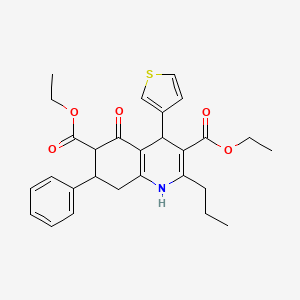 molecular formula C28H31NO5S B4110236 diethyl 5-oxo-7-phenyl-2-propyl-4-thiophen-3-yl-4,6,7,8-tetrahydro-1H-quinoline-3,6-dicarboxylate 