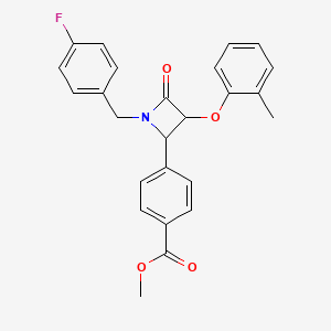 molecular formula C25H22FNO4 B4110496 Methyl 4-[1-(4-fluorobenzyl)-3-(2-methylphenoxy)-4-oxoazetidin-2-yl]benzoate 