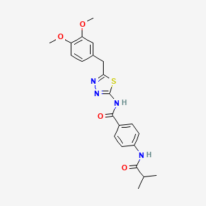 molecular formula C22H24N4O4S B4110511 N-{5-[(3,4-DIMETHOXYPHENYL)METHYL]-1,3,4-THIADIAZOL-2-YL}-4-(2-METHYLPROPANAMIDO)BENZAMIDE 