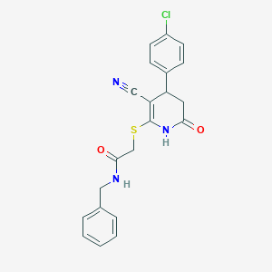 molecular formula C21H18ClN3O2S B4110591 N-benzyl-2-{[4-(4-chlorophenyl)-3-cyano-6-oxo-1,4,5,6-tetrahydro-2-pyridinyl]thio}acetamide 