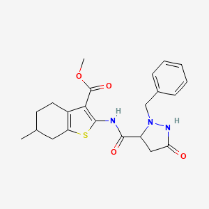 molecular formula C22H25N3O4S B4110603 methyl 2-{[(2-benzyl-5-oxo-3-pyrazolidinyl)carbonyl]amino}-6-methyl-4,5,6,7-tetrahydro-1-benzothiophene-3-carboxylate 