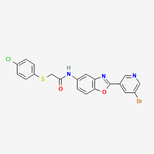 molecular formula C20H13BrClN3O2S B4110611 N-[2-(5-bromo-3-pyridinyl)-1,3-benzoxazol-5-yl]-2-[(4-chlorophenyl)thio]acetamide 