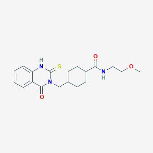 molecular formula C19H25N3O3S B4110648 N-(2-methoxyethyl)-4-[(4-oxo-2-thioxo-1,4-dihydro-3(2H)-quinazolinyl)methyl]cyclohexanecarboxamide 