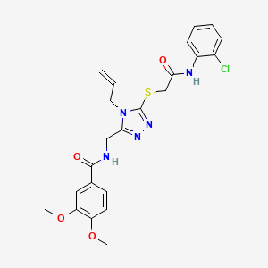 molecular formula C23H24ClN5O4S B4110659 N-{[5-({2-[(2-chlorophenyl)amino]-2-oxoethyl}sulfanyl)-4-(prop-2-en-1-yl)-4H-1,2,4-triazol-3-yl]methyl}-3,4-dimethoxybenzamide 