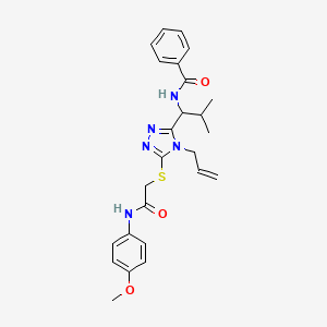 molecular formula C25H29N5O3S B4110719 N-{1-[5-({2-[(4-methoxyphenyl)amino]-2-oxoethyl}sulfanyl)-4-(prop-2-en-1-yl)-4H-1,2,4-triazol-3-yl]-2-methylpropyl}benzamide 