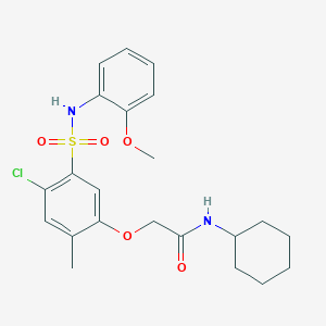 molecular formula C22H27ClN2O5S B4110902 2-[4-chloro-5-[(2-methoxyphenyl)sulfamoyl]-2-methylphenoxy]-N-cyclohexylacetamide 
