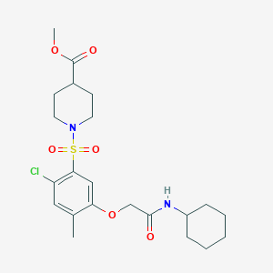 molecular formula C22H31ClN2O6S B4111203 Methyl 1-[2-chloro-5-[2-(cyclohexylamino)-2-oxoethoxy]-4-methylphenyl]sulfonylpiperidine-4-carboxylate 