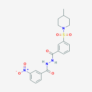 molecular formula C20H22N4O6S B4111361 N'-[3-(4-methylpiperidin-1-yl)sulfonylbenzoyl]-3-nitrobenzohydrazide 