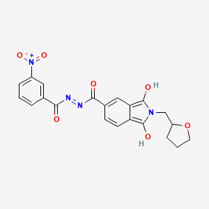 molecular formula C21H18N4O7 B4111546 N'-[(3-nitrophenyl)carbonyl]-1,3-dioxo-2-(tetrahydrofuran-2-ylmethyl)-2,3-dihydro-1H-isoindole-5-carbohydrazide 