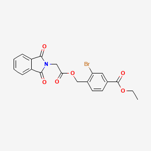 molecular formula C20H16BrNO6 B4111790 Ethyl 3-bromo-4-[[2-(1,3-dioxoisoindol-2-yl)acetyl]oxymethyl]benzoate 