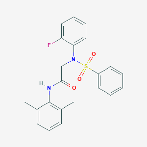 molecular formula C22H21FN2O3S B411277 N-(2,6-dimethylphenyl)-2-[2-fluoro(phenylsulfonyl)anilino]acetamide 