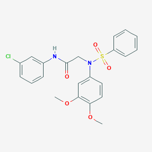 molecular formula C22H21ClN2O5S B411296 N-(3-chlorophenyl)-2-[3,4-dimethoxy(phenylsulfonyl)anilino]acetamide 