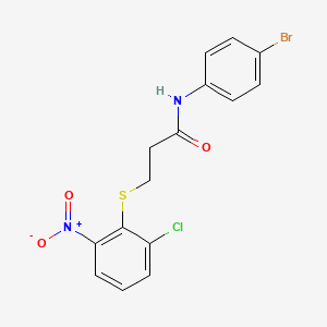 molecular formula C15H12BrClN2O3S B4113058 N~1~-(4-Bromophenyl)-3-[(2-chloro-6-nitrophenyl)sulfanyl]propanamide 