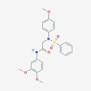 molecular formula C23H24N2O6S B411339 N-(3,4-dimethoxyphenyl)-2-[4-methoxy(phenylsulfonyl)anilino]acetamide 