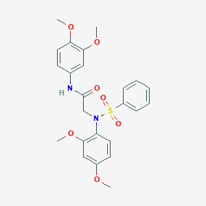 molecular formula C24H26N2O7S B411345 N-(3,4-dimethoxyphenyl)-2-[2,4-dimethoxy(phenylsulfonyl)anilino]acetamide 