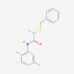 molecular formula C18H21NOS B411349 2-benzylsulfanyl-N-(2,5-dimethylphenyl)propanamide 