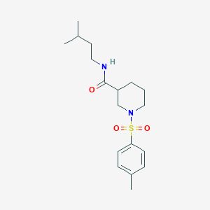 molecular formula C18H28N2O3S B4113618 N-(3-methylbutyl)-1-[(4-methylphenyl)sulfonyl]piperidine-3-carboxamide 