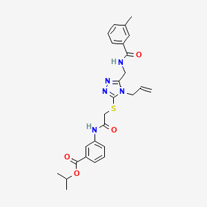 molecular formula C26H29N5O4S B4113648 propan-2-yl 3-[({[5-({[(3-methylphenyl)carbonyl]amino}methyl)-4-(prop-2-en-1-yl)-4H-1,2,4-triazol-3-yl]sulfanyl}acetyl)amino]benzoate 