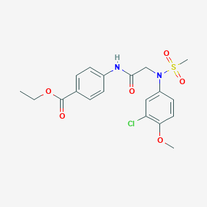 molecular formula C19H21ClN2O6S B411379 Ethyl 4-({[3-chloro-4-methoxy(methylsulfonyl)anilino]acetyl}amino)benzoate 