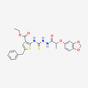 molecular formula C25H25N3O6S2 B4114002 Ethyl 2-[({2-[2-(1,3-benzodioxol-5-yloxy)propanoyl]hydrazinyl}carbonothioyl)amino]-5-benzylthiophene-3-carboxylate 