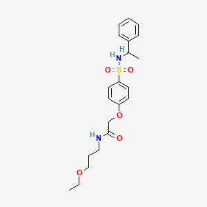 molecular formula C21H28N2O5S B4114011 N-(3-ethoxypropyl)-2-[4-(1-phenylethylsulfamoyl)phenoxy]acetamide 