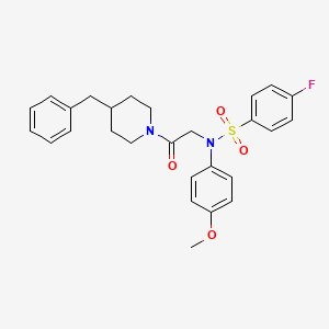 molecular formula C27H29FN2O4S B4114273 N-[2-(4-benzylpiperidin-1-yl)-2-oxoethyl]-4-fluoro-N-(4-methoxyphenyl)benzenesulfonamide 