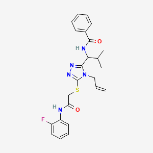 molecular formula C24H26FN5O2S B4114318 N-{1-[5-({2-[(2-fluorophenyl)amino]-2-oxoethyl}sulfanyl)-4-(prop-2-en-1-yl)-4H-1,2,4-triazol-3-yl]-2-methylpropyl}benzamide 
