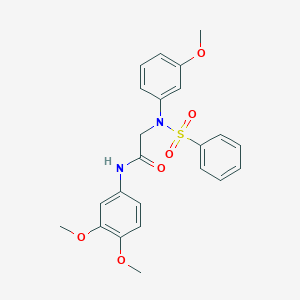 molecular formula C23H24N2O6S B411436 N-(3,4-dimethoxyphenyl)-2-[3-methoxy(phenylsulfonyl)anilino]acetamide 