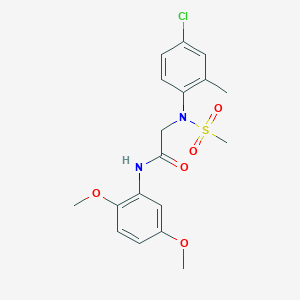 molecular formula C18H21ClN2O5S B411443 N~2~-(4-chloro-2-methylphenyl)-N-(2,5-dimethoxyphenyl)-N~2~-(methylsulfonyl)glycinamide 