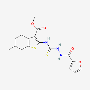 molecular formula C17H19N3O4S2 B4114534 Methyl 2-({[2-(furan-2-ylcarbonyl)hydrazinyl]carbonothioyl}amino)-6-methyl-4,5,6,7-tetrahydro-1-benzothiophene-3-carboxylate 