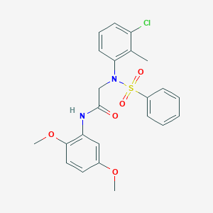 molecular formula C23H23ClN2O5S B411456 2-[3-chloro-2-methyl(phenylsulfonyl)anilino]-N-(2,5-dimethoxyphenyl)acetamide 