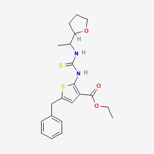 molecular formula C21H26N2O3S2 B4114579 Ethyl 5-benzyl-2-({[1-(tetrahydrofuran-2-yl)ethyl]carbamothioyl}amino)thiophene-3-carboxylate 