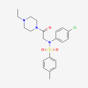 molecular formula C21H26ClN3O3S B4114617 N-(4-chlorophenyl)-N-[2-(4-ethylpiperazin-1-yl)-2-oxoethyl]-4-methylbenzenesulfonamide 