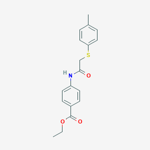 molecular formula C18H19NO3S B411491 Ethyl 4-({[(4-methylphenyl)sulfanyl]acetyl}amino)benzoate 