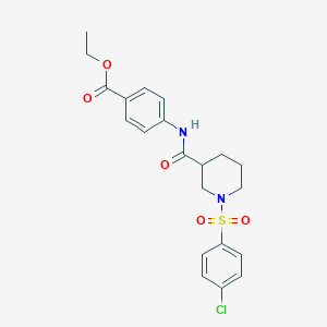 molecular formula C21H23ClN2O5S B4115276 Ethyl 4-[[1-(4-chlorophenyl)sulfonylpiperidine-3-carbonyl]amino]benzoate 