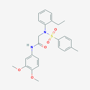 molecular formula C25H28N2O5S B411542 N-(3,4-dimethoxyphenyl)-2-{2-ethyl[(4-methylphenyl)sulfonyl]anilino}acetamide 