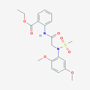 molecular formula C20H24N2O7S B411543 Ethyl 2-({[2,5-dimethoxy(methylsulfonyl)anilino]acetyl}amino)benzoate 