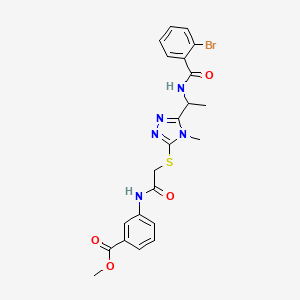 molecular formula C22H22BrN5O4S B4115565 methyl 3-[({[5-(1-{[(2-bromophenyl)carbonyl]amino}ethyl)-4-methyl-4H-1,2,4-triazol-3-yl]sulfanyl}acetyl)amino]benzoate 