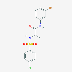 molecular formula C15H14BrClN2O3S B4115685 N-(3-bromophenyl)-2-[(4-chlorophenyl)sulfonylamino]propanamide 
