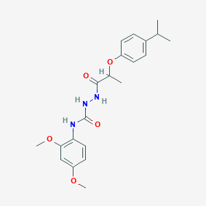 molecular formula C21H27N3O5 B4115949 N-(2,4-dimethoxyphenyl)-2-{2-[4-(propan-2-yl)phenoxy]propanoyl}hydrazinecarboxamide 