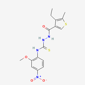 molecular formula C16H18N4O4S2 B4116019 1-[(4-Ethyl-5-methylthiophene-3-carbonyl)amino]-3-(2-methoxy-4-nitrophenyl)thiourea 