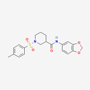 molecular formula C20H22N2O5S B4116086 N-(1,3-benzodioxol-5-yl)-1-(4-methylphenyl)sulfonylpiperidine-3-carboxamide 