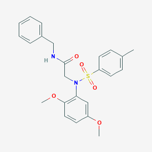 molecular formula C24H26N2O5S B411609 N-benzyl-2-{2,5-dimethoxy[(4-methylphenyl)sulfonyl]anilino}acetamide 