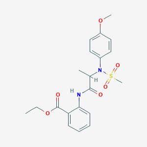 molecular formula C20H24N2O6S B411614 Ethyl 2-({2-[4-methoxy(methylsulfonyl)anilino]propanoyl}amino)benzoate 