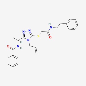 molecular formula C24H27N5O2S B4116222 N-{1-[5-({2-oxo-2-[(2-phenylethyl)amino]ethyl}sulfanyl)-4-(prop-2-en-1-yl)-4H-1,2,4-triazol-3-yl]ethyl}benzamide 